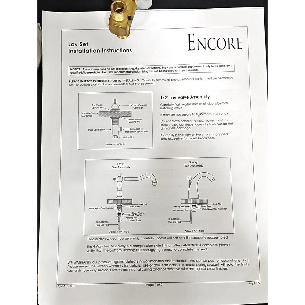 Encore Es 01 Montreal W/S Lavatory Satin Nickel Bathroom faucet